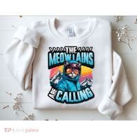 The Meowtains Are Calling Snowboard Cat Skiing Sweatshirt thumb 2