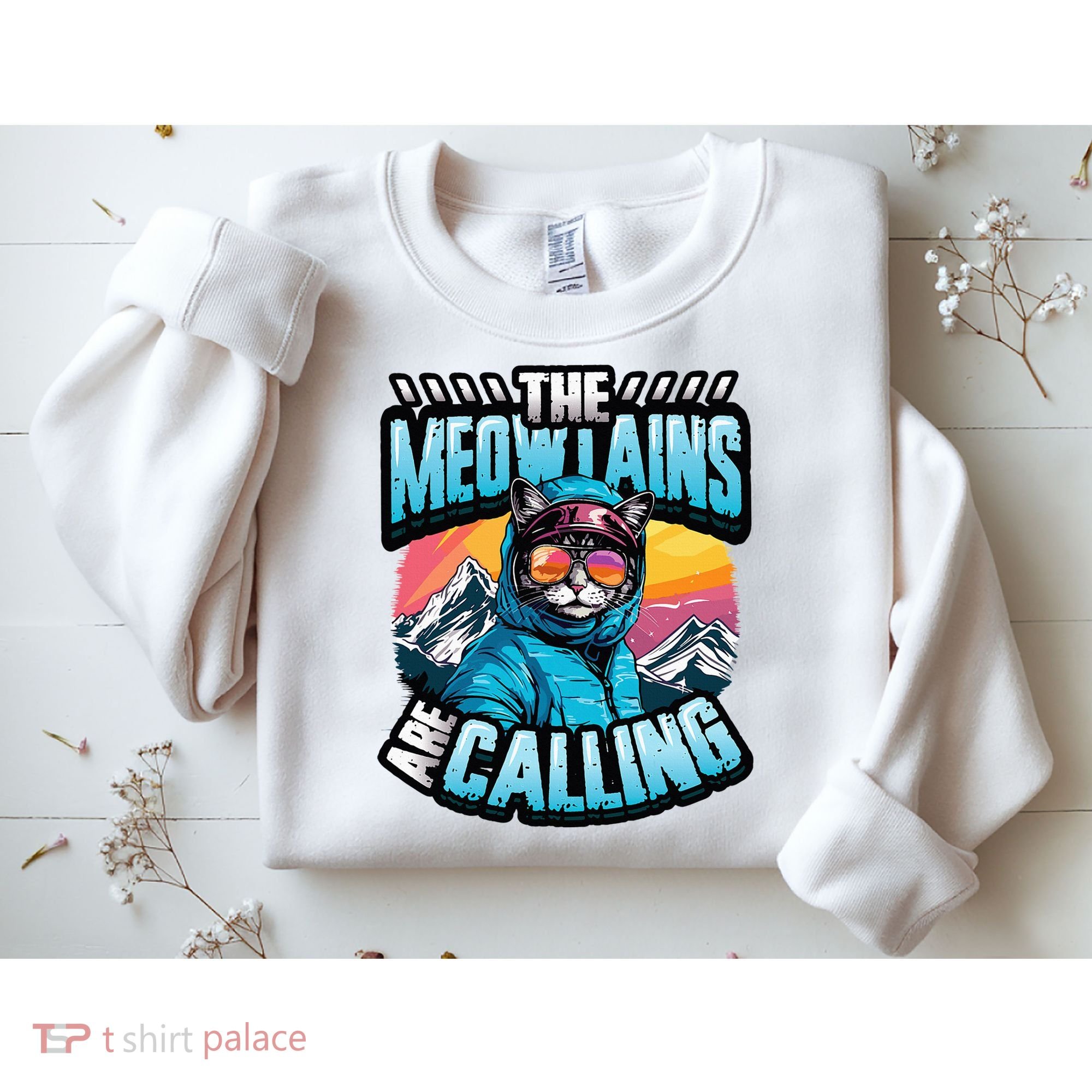 The Meowtains Are Calling Snowboard Cat Skiing Sweatshirt