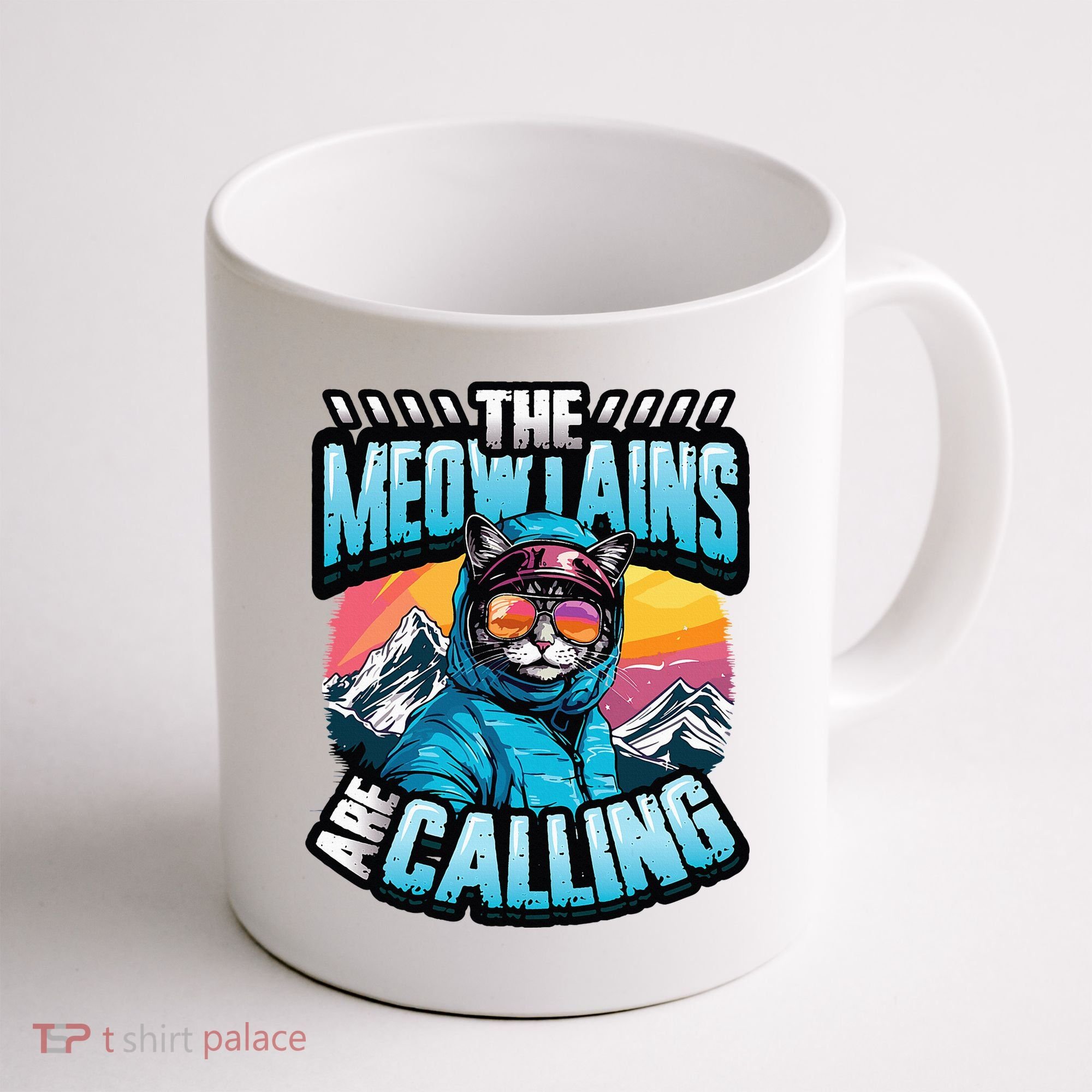 The Meowtains Are Calling Snowboard Cat Skiing Coffee Mug