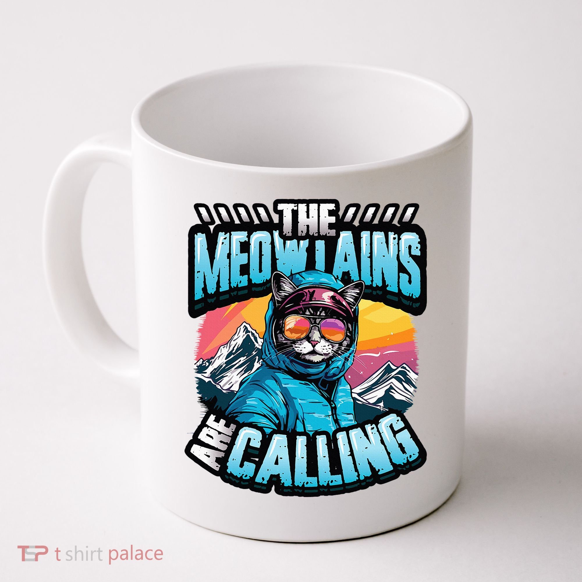 The Meowtains Are Calling Snowboard Cat Skiing Coffee Mug