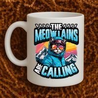 The Meowtains Are Calling Snowboard Cat Skiing Coffee Mug thumb 2