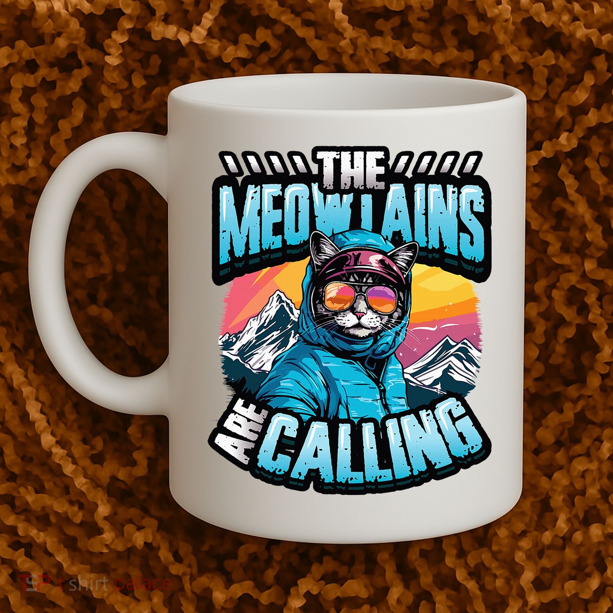 The Meowtains Are Calling Snowboard Cat Skiing Coffee Mug