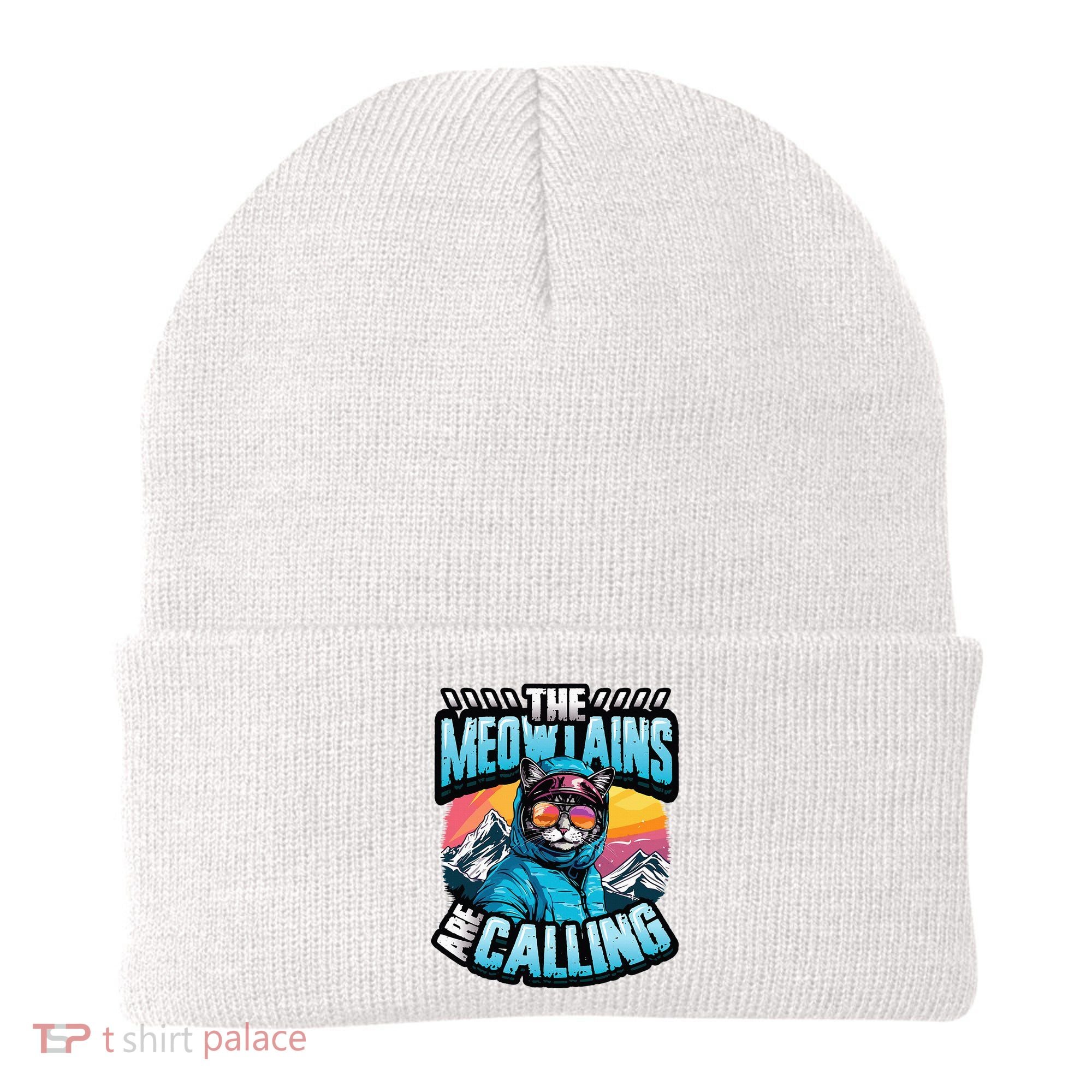 The Meowtains Are Calling Snowboard Cat Skiing Beanie