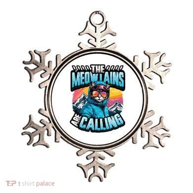 The Meowtains Are Calling Snowboard Cat Skiing Ornament