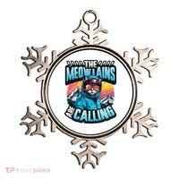 The Meowtains Are Calling Snowboard Cat Skiing Ornament thumb 0