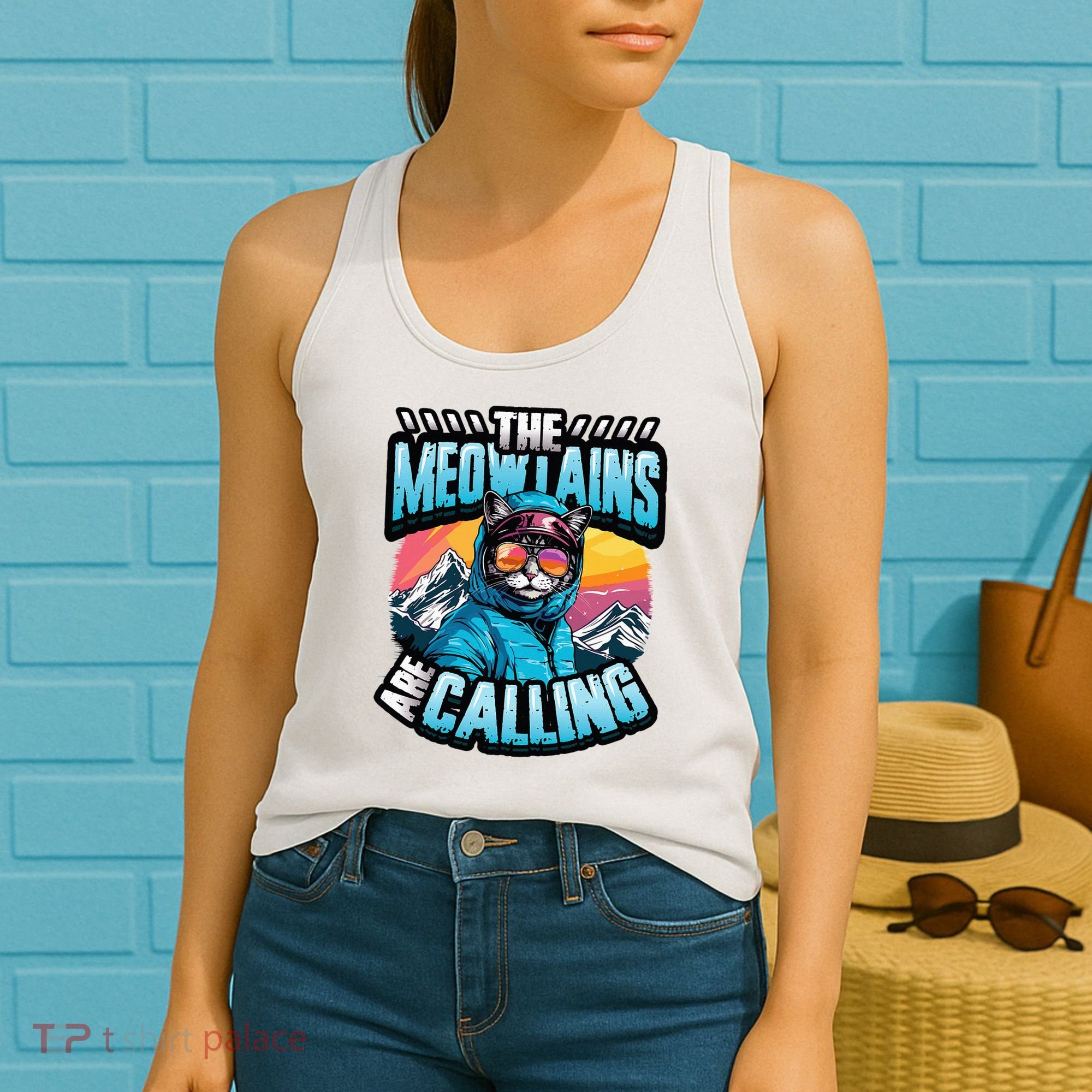 The Meowtains Are Calling Snowboard Cat Skiing Women's Tank Top
