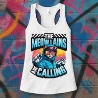 The Meowtains Are Calling Snowboard Cat Skiing Women's Tank Top thumb 3
