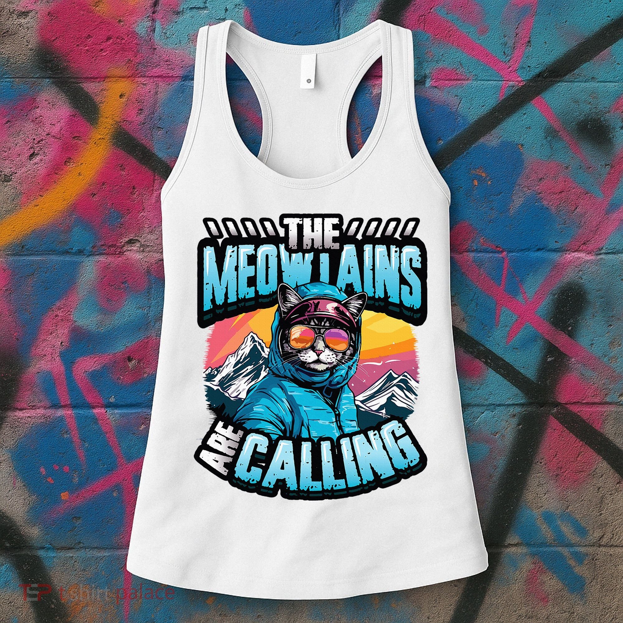 The Meowtains Are Calling Snowboard Cat Skiing Women's Tank Top