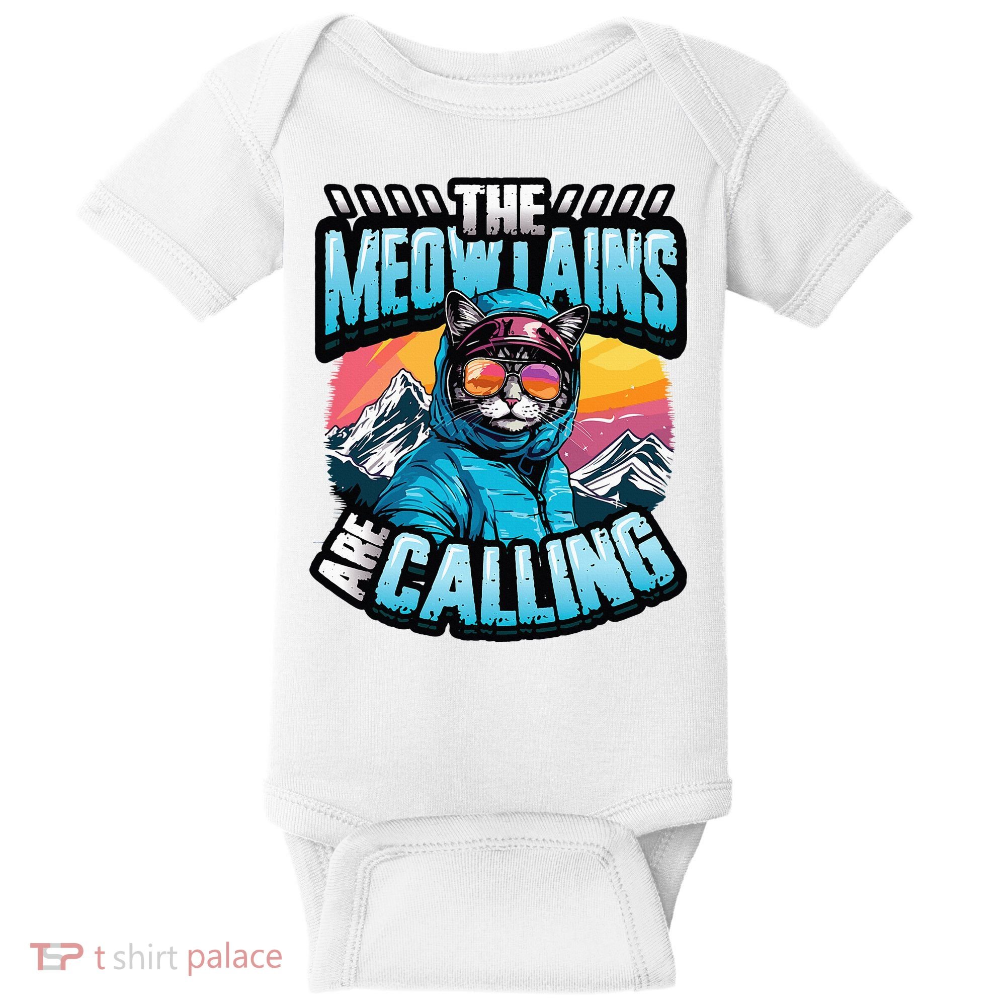The Meowtains Are Calling Snowboard Cat Skiing Baby Bodysuit
