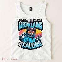 The Meowtains Are Calling Snowboard Cat Skiing Tank Top thumb 2