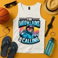 The Meowtains Are Calling Snowboard Cat Skiing Tank Top thumb 4
