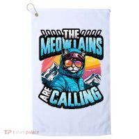 The Meowtains Are Calling Snowboard Cat Skiing Golf Towel thumb 0