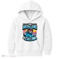 The Meowtains Are Calling Snowboard Cat Skiing Kids Hoodie thumb 0