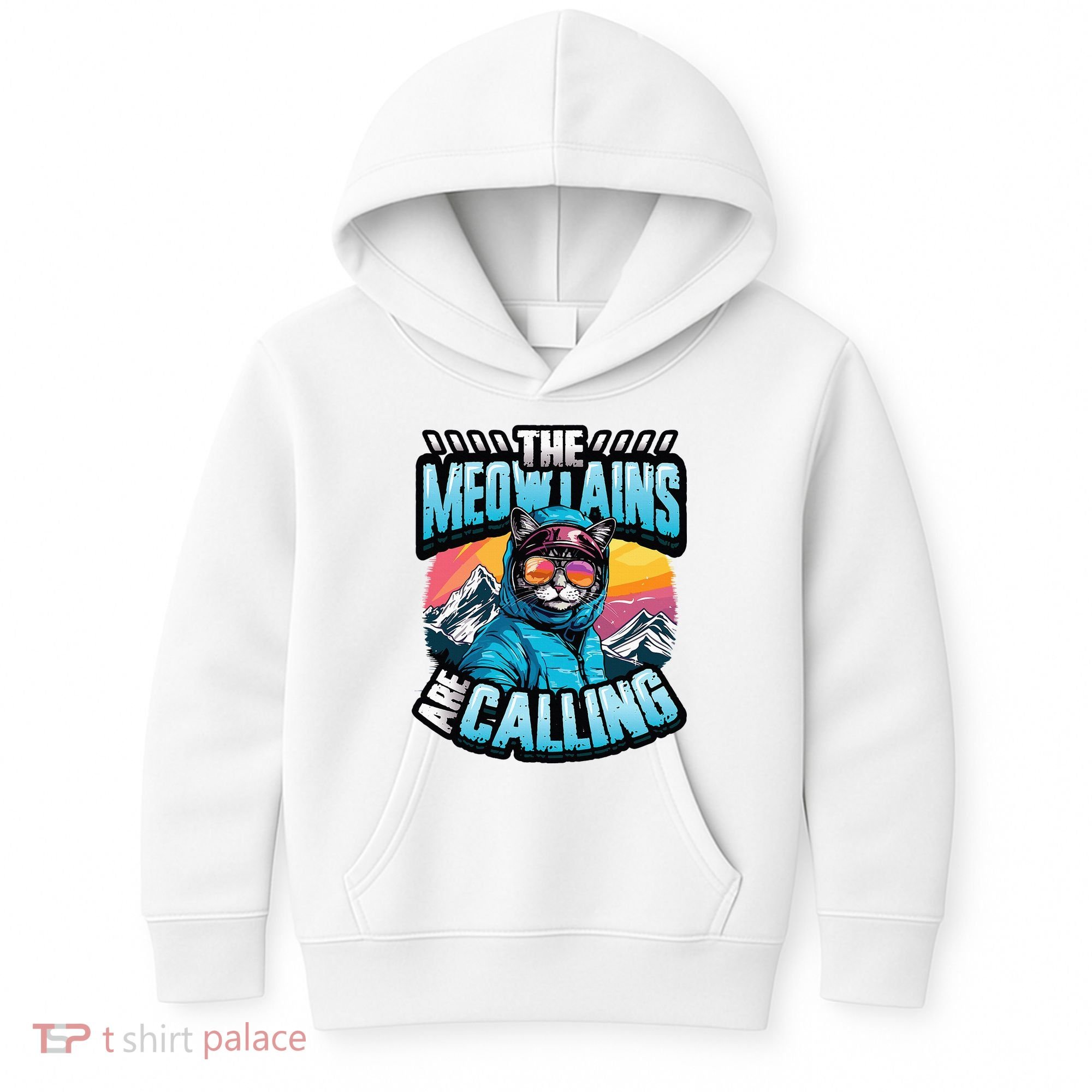 The Meowtains Are Calling Snowboard Cat Skiing Kids Hoodie