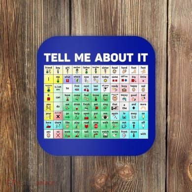 Tell Me About It Speech Language Pathology AAC Sped Teacher Coaster