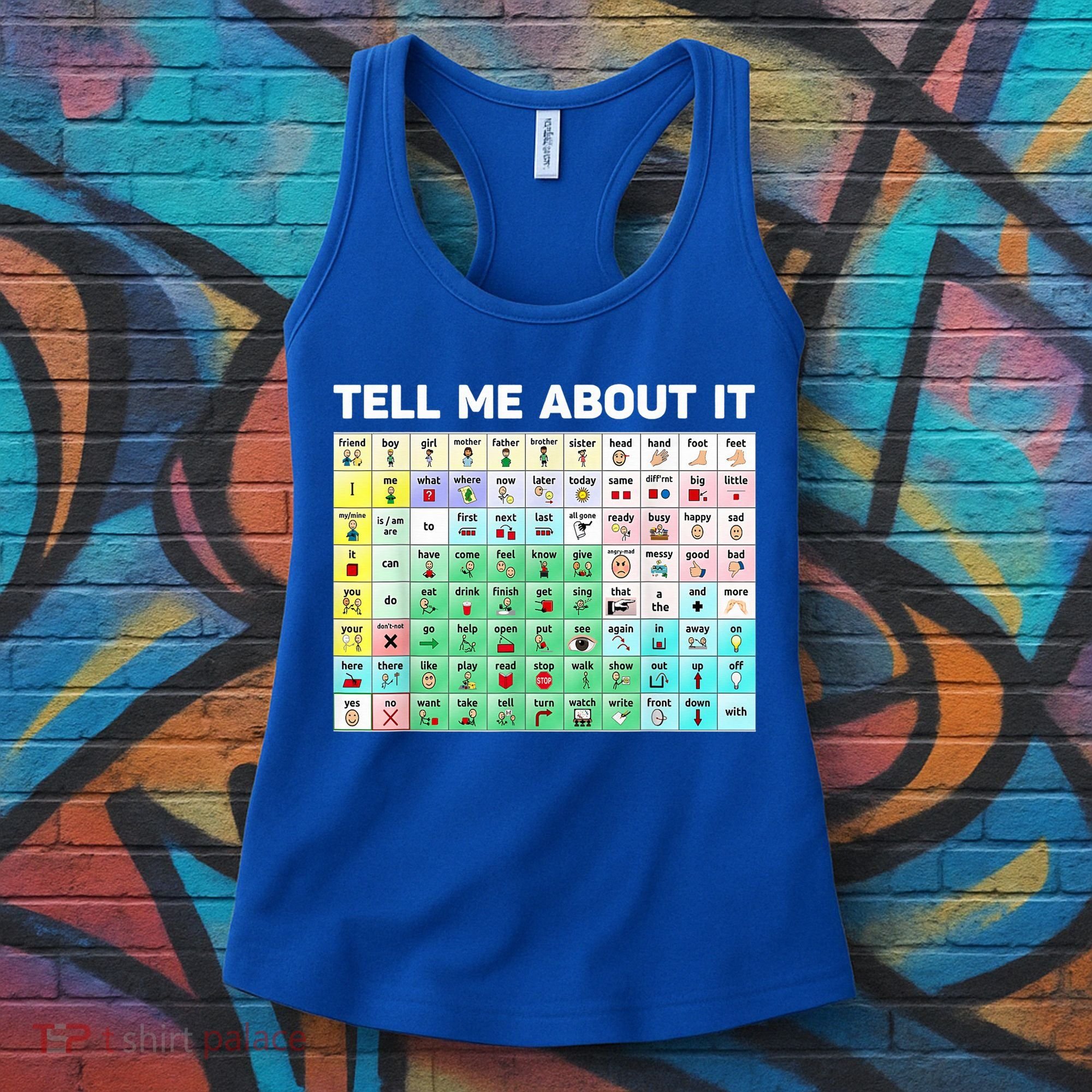 Tell Me About It Speech Language Pathology AAC Sped Teacher Women's Tank Top