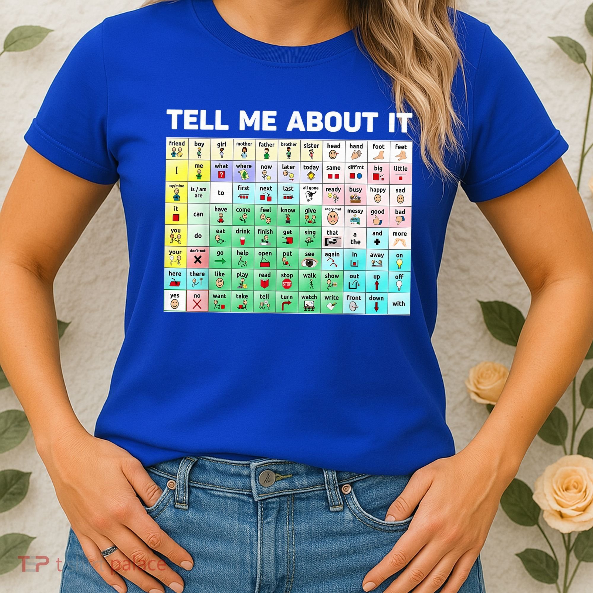Tell Me About It Speech Language Pathology AAC Sped Teacher Women's T-Shirt