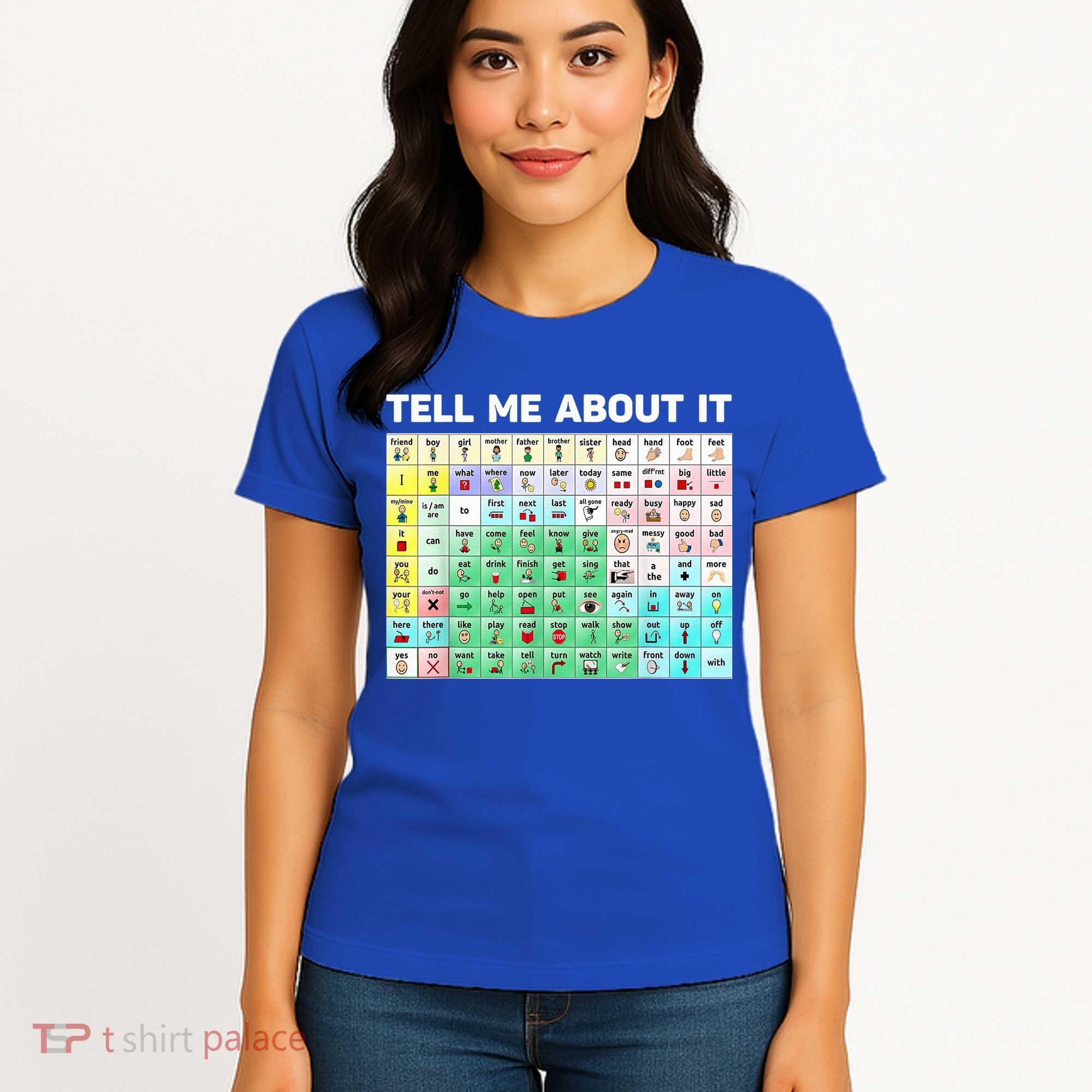 Tell Me About It Speech Language Pathology AAC Sped Teacher Women's T-Shirt