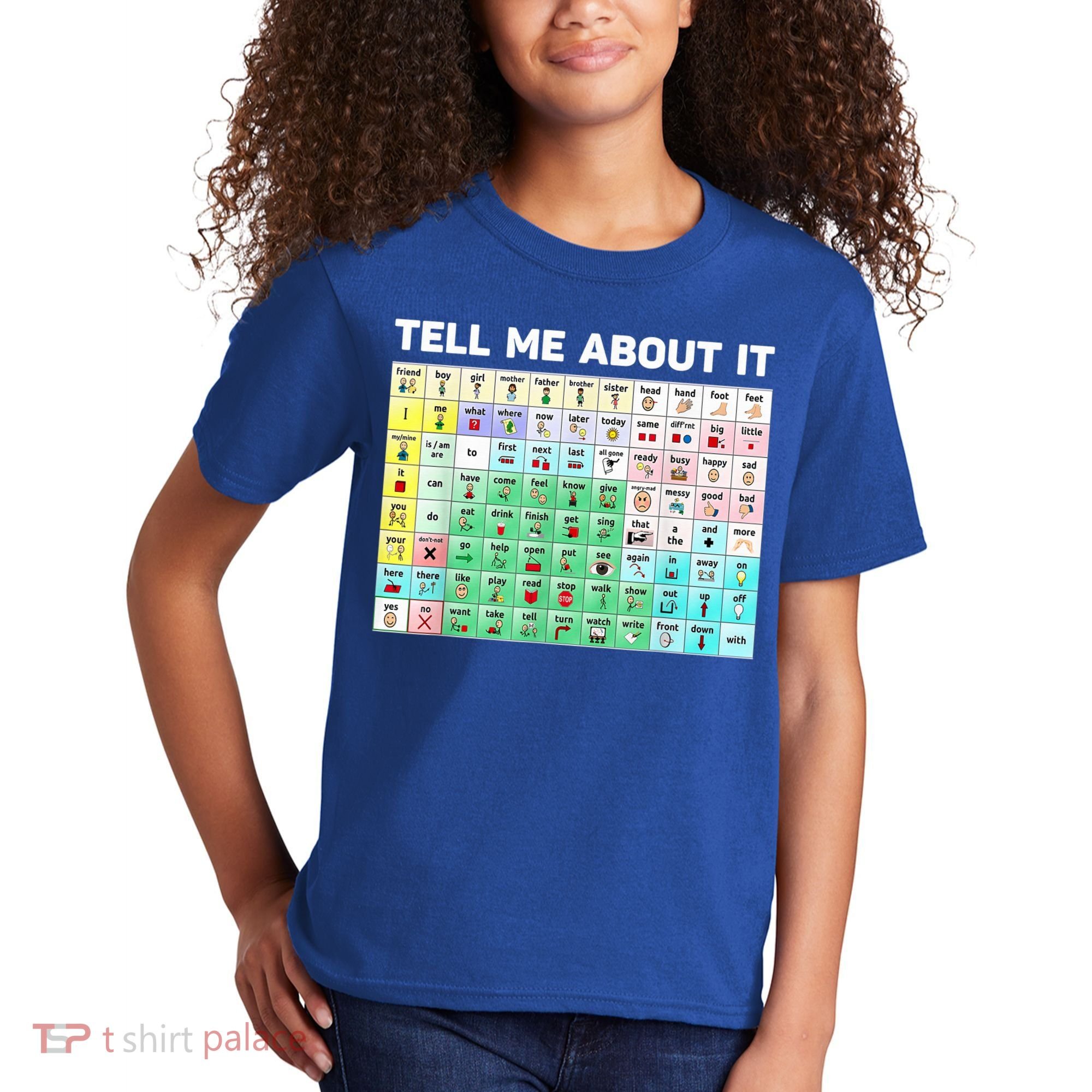 Tell Me About It Speech Language Pathology AAC Sped Teacher Kids T-Shirt