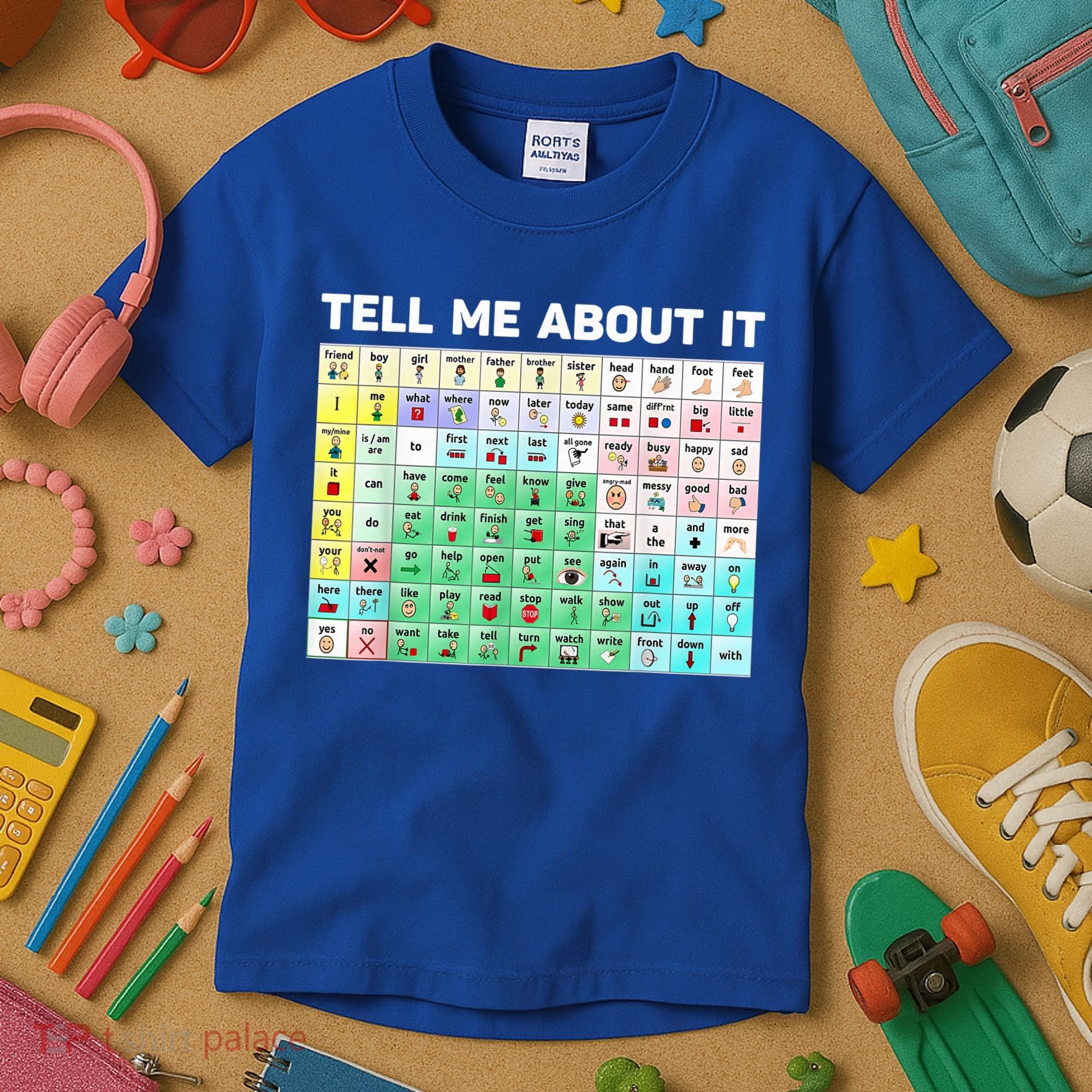Tell Me About It Speech Language Pathology AAC Sped Teacher Kids T-Shirt