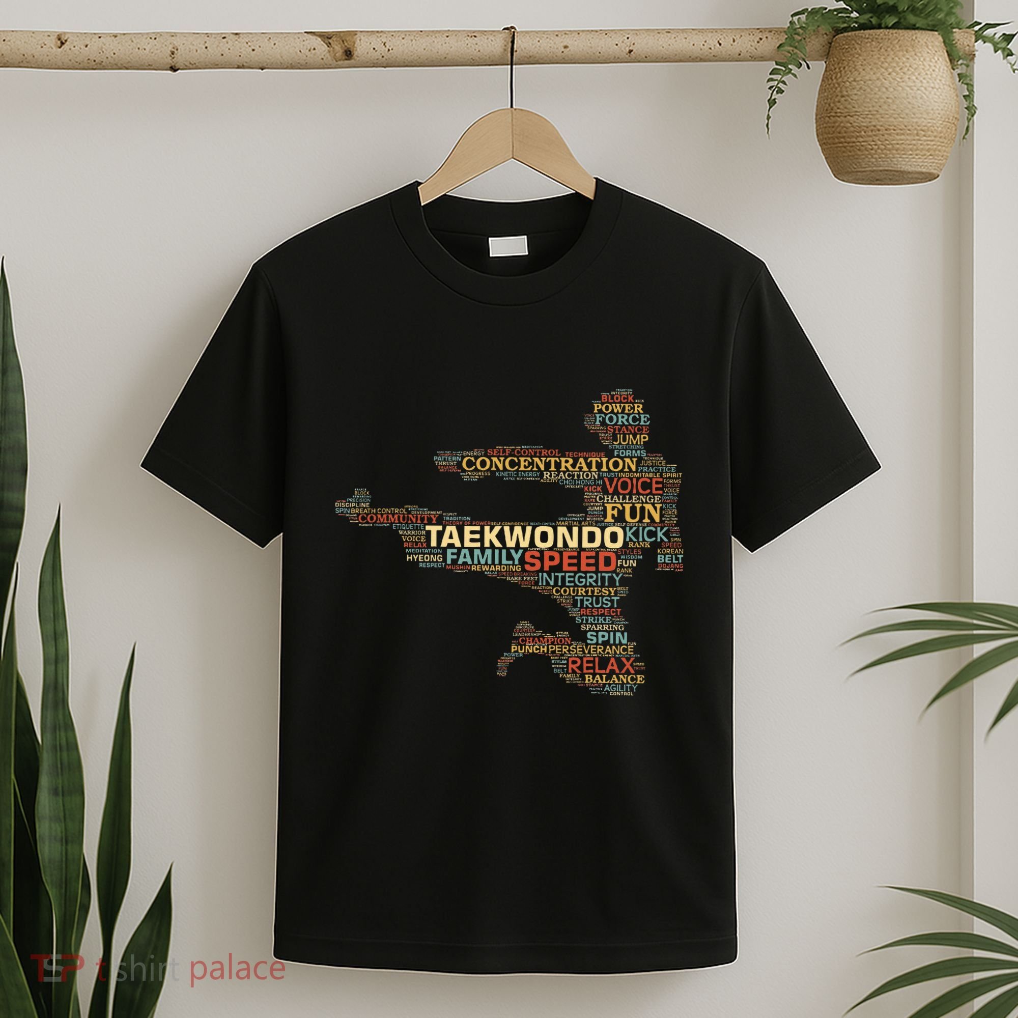 Taekwondo Martial Arts Fighter Tae Kwon Do Words Kicking T-Shirt