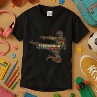 Taekwondo Martial Arts Fighter Tae Kwon Do Words Kicking Kids T-Shirt thumb 3