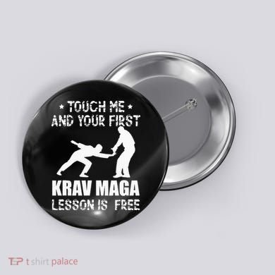 Touch me and your First Krav Maga Lesson is free Fighting Button