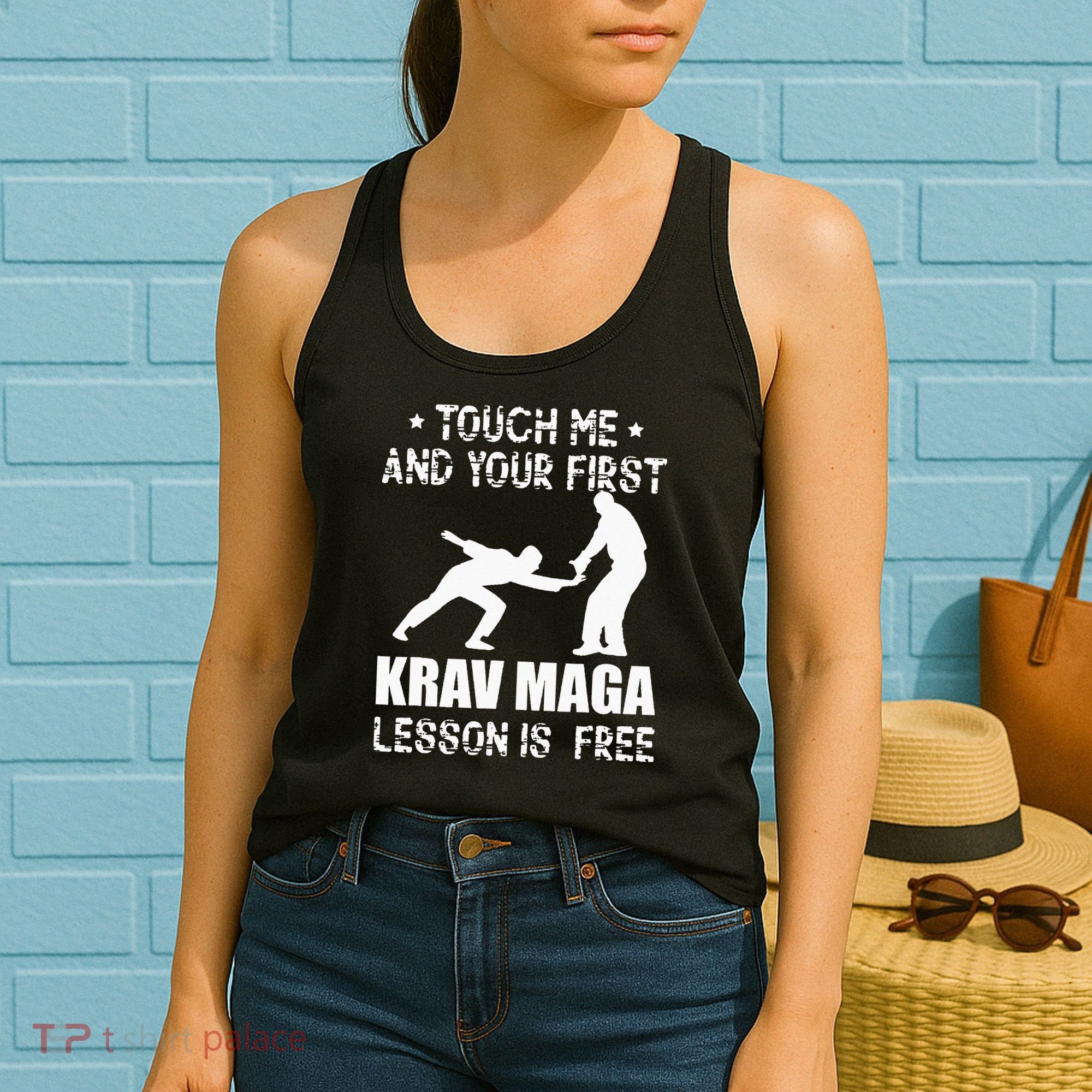 Touch me and your First Krav Maga Lesson is free Fighting Women's Tank Top