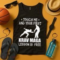 Touch me and your First Krav Maga Lesson is free Fighting Tank Top thumb 4