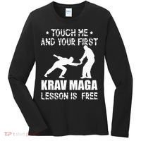 Touch me and your First Krav Maga Lesson is free Fighting Women's Long Sleeve Shirt thumb 0