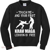 Touch me and your First Krav Maga Lesson is free Fighting Kids Sweatshirt thumb 0