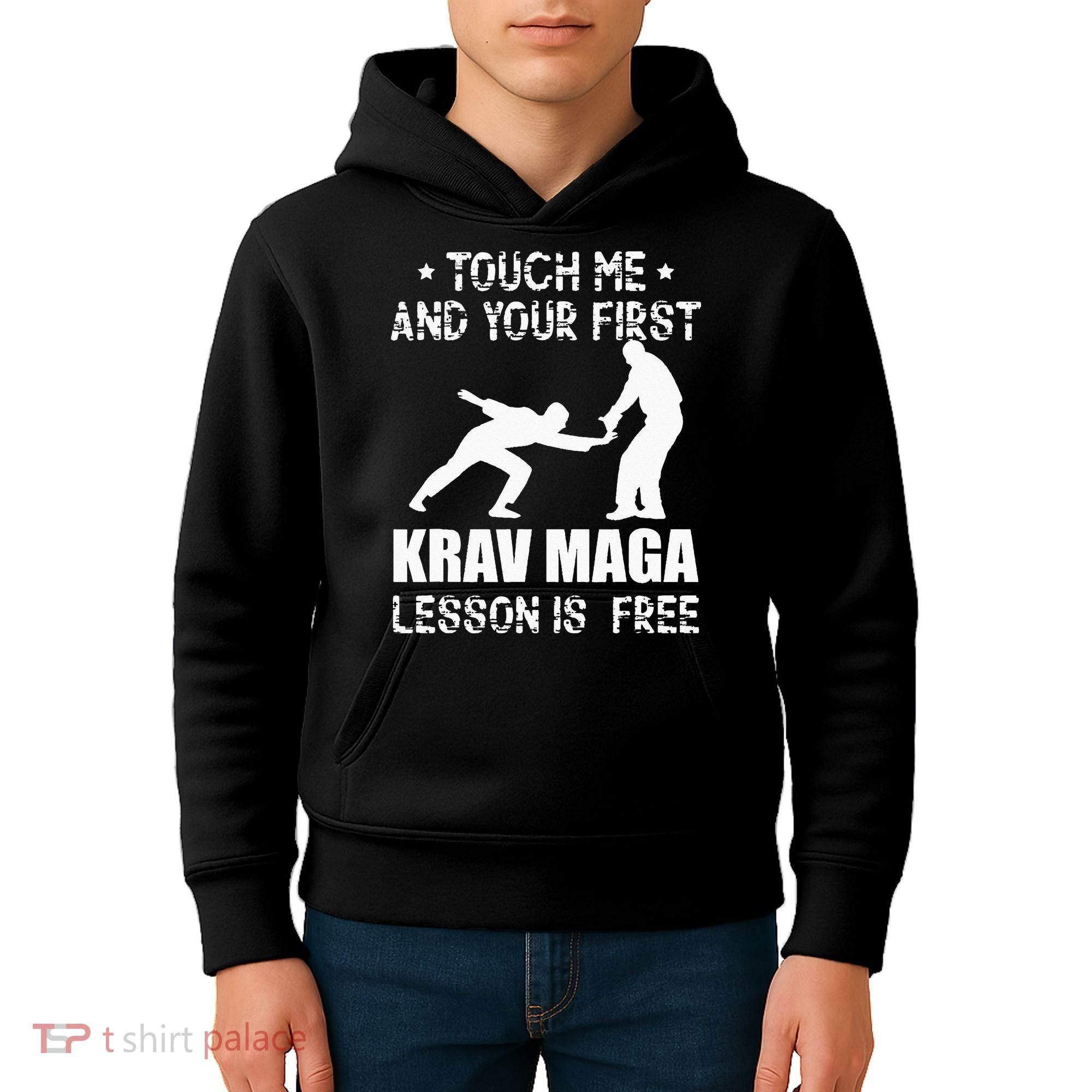 Touch me and your First Krav Maga Lesson is free Fighting Kids Hoodie