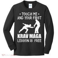 Touch me and your First Krav Maga Lesson is free Fighting Kids Long Sleeve Shirt thumb 0