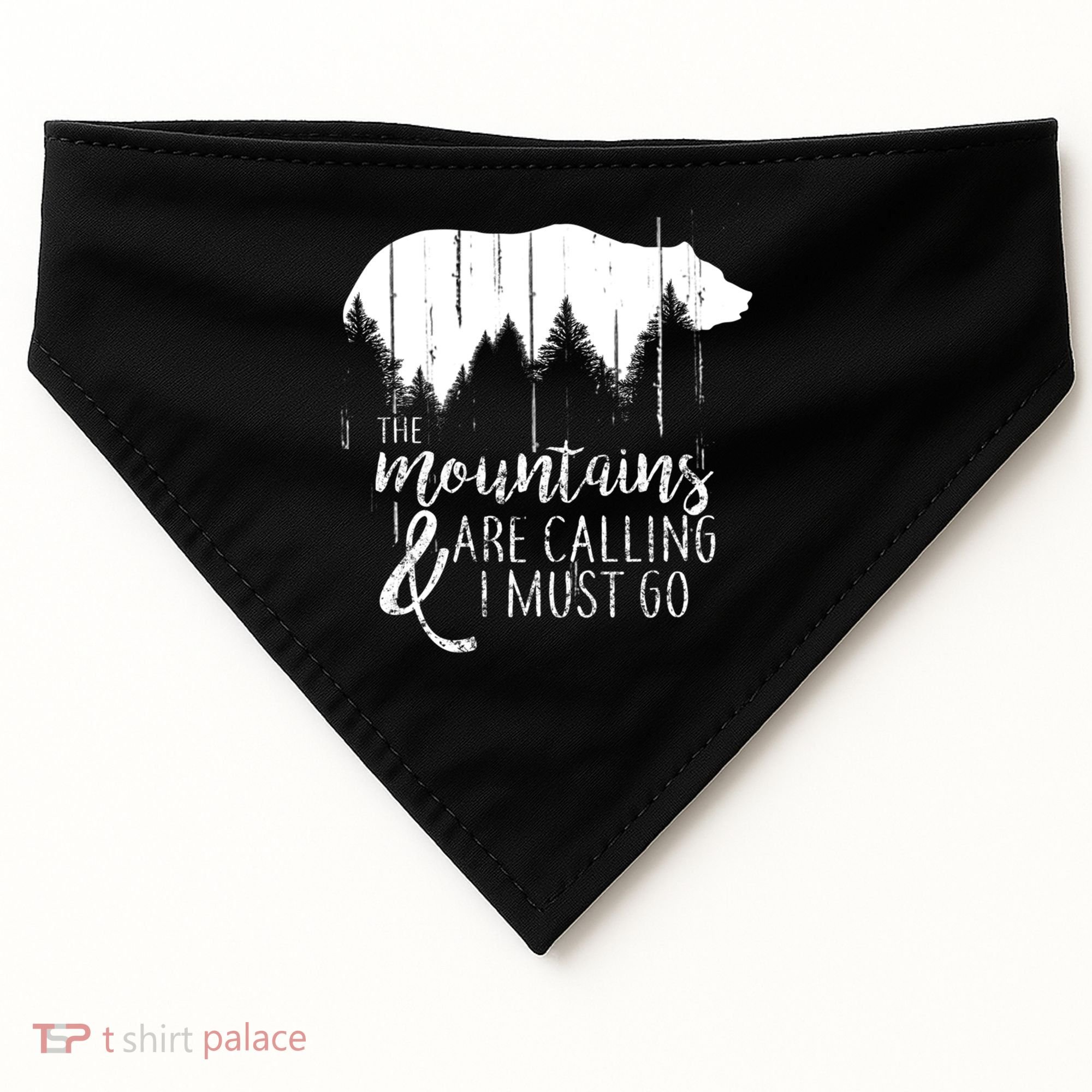 The Mountains Are Calling And I Must Go Wild Bear Cute Gift USA-Made Doggie Bandana