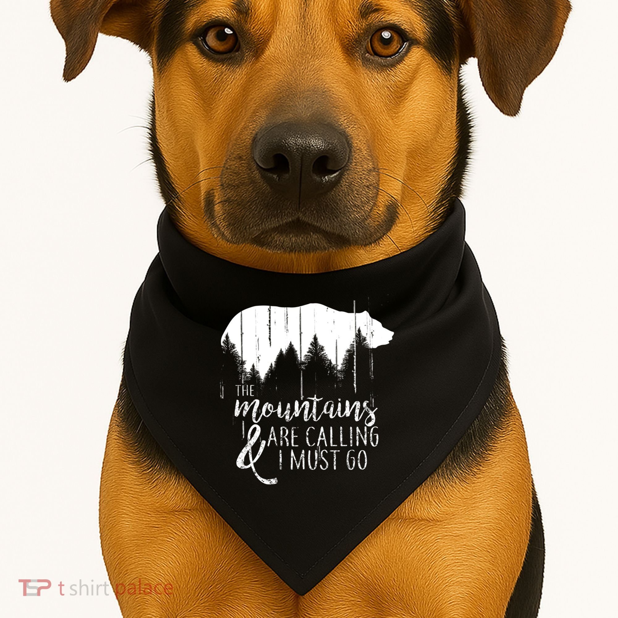 The Mountains Are Calling And I Must Go Wild Bear Cute Gift USA-Made Doggie Bandana