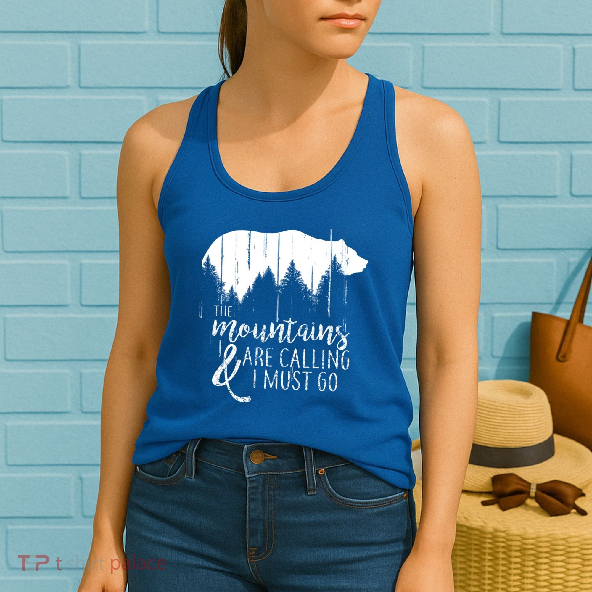 The Mountains Are Calling And I Must Go Wild Bear Cute Gift Women's Tank Top