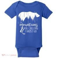 The Mountains Are Calling And I Must Go Wild Bear Cute Gift Baby Bodysuit thumb 0