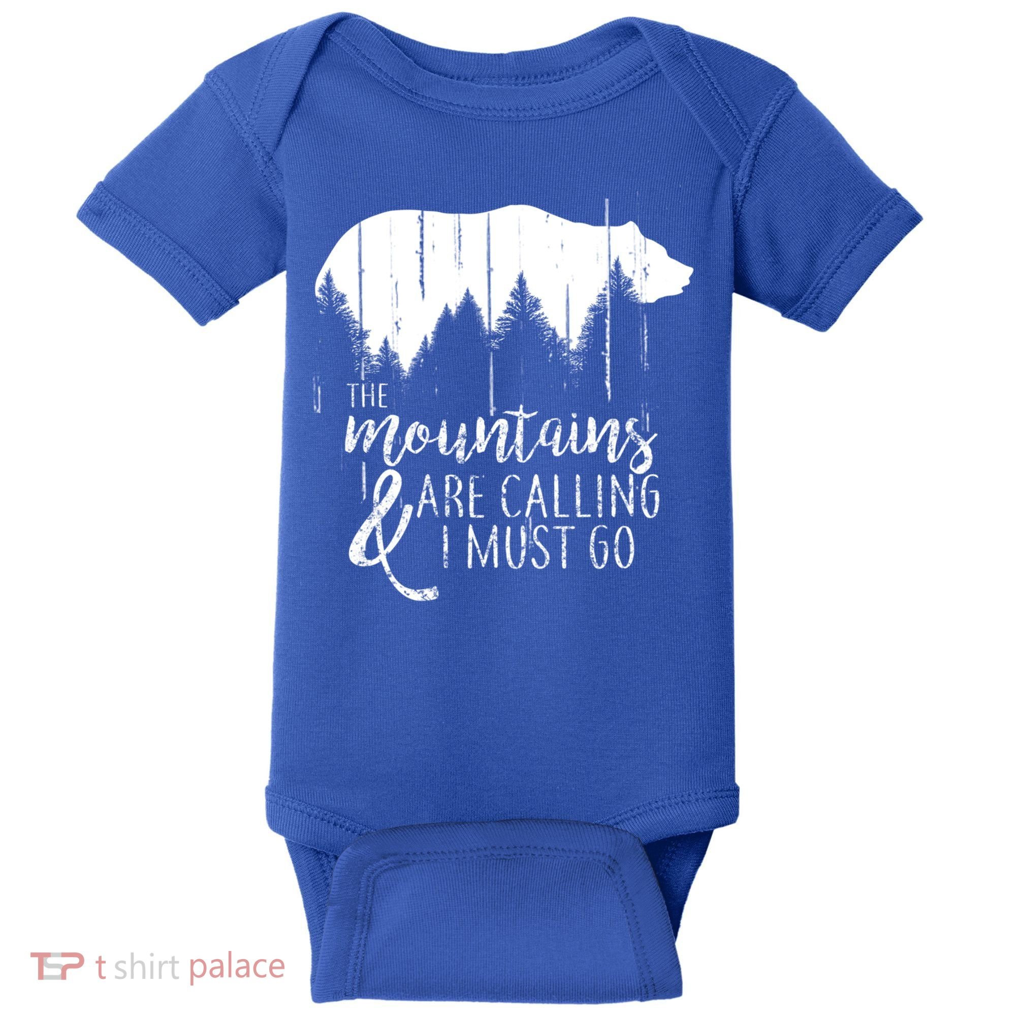 The Mountains Are Calling And I Must Go Wild Bear Cute Gift Baby Bodysuit