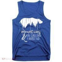 The Mountains Are Calling And I Must Go Wild Bear Cute Gift Tank Top thumb 0