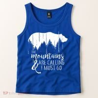 The Mountains Are Calling And I Must Go Wild Bear Cute Gift Tank Top thumb 2