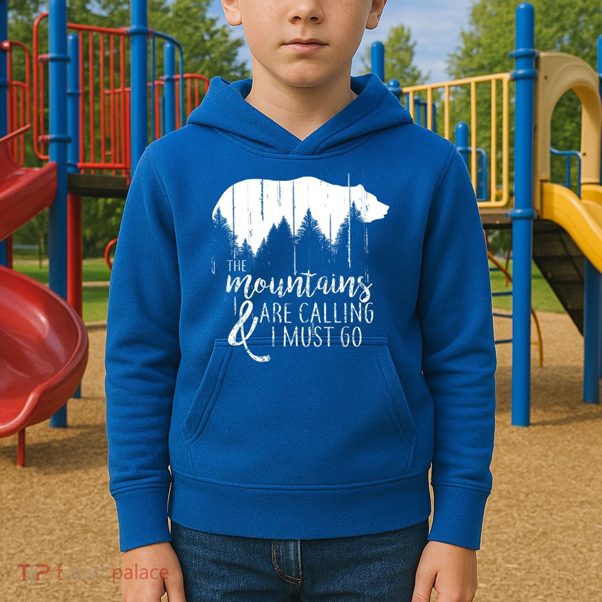 The Mountains Are Calling And I Must Go Wild Bear Cute Gift Kids Hoodie