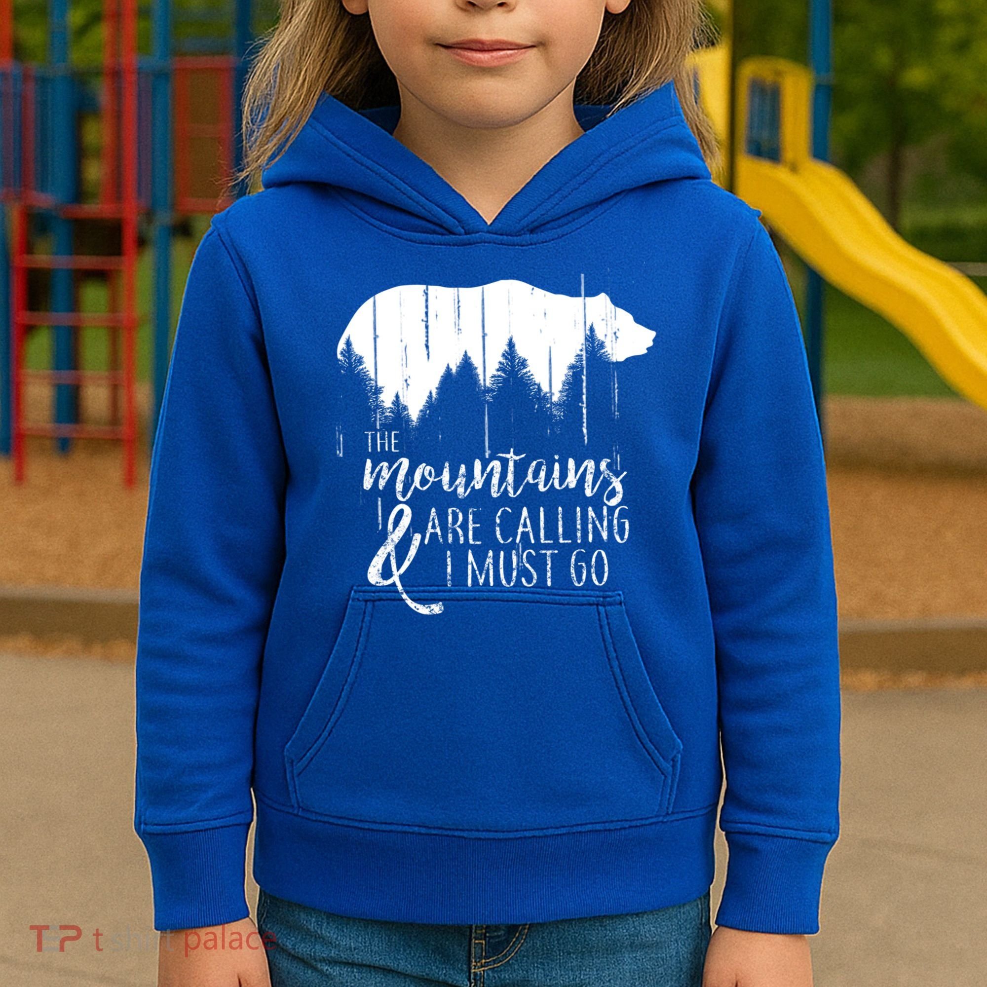 The Mountains Are Calling And I Must Go Wild Bear Cute Gift Kids Hoodie
