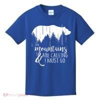 The Mountains Are Calling And I Must Go Wild Bear Cute Gift Kids T-Shirt thumb 0