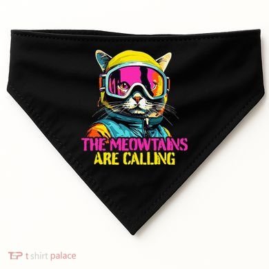 The meowtains are calling Cat Snowboard Ski  USA-Made Doggie Bandana