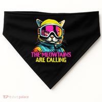 The meowtains are calling Cat Snowboard Ski  USA-Made Doggie Bandana thumb 0