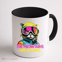 The meowtains are calling Cat Snowboard Ski  Coffee Mug thumb 1