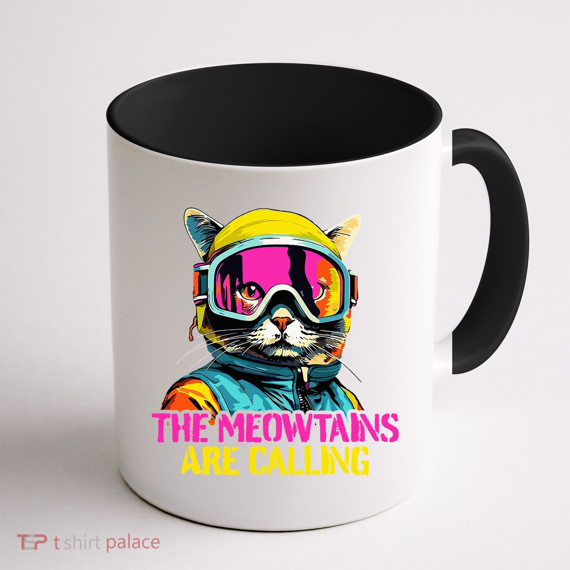 The meowtains are calling Cat Snowboard Ski  Coffee Mug