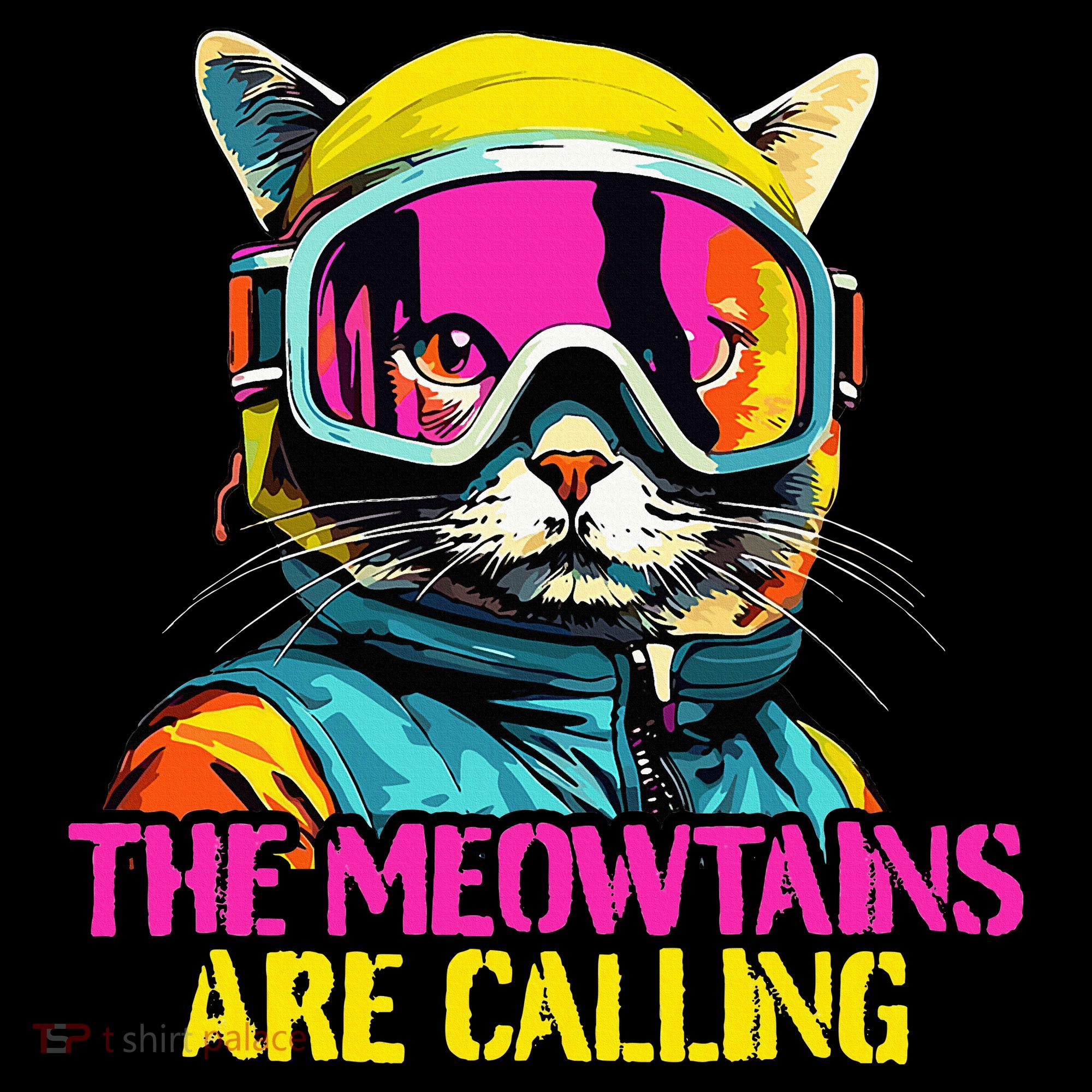 The meowtains are calling Cat Snowboard Ski  Women's Hoodie