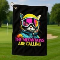 The meowtains are calling Cat Snowboard Ski  Golf Towel thumb 1