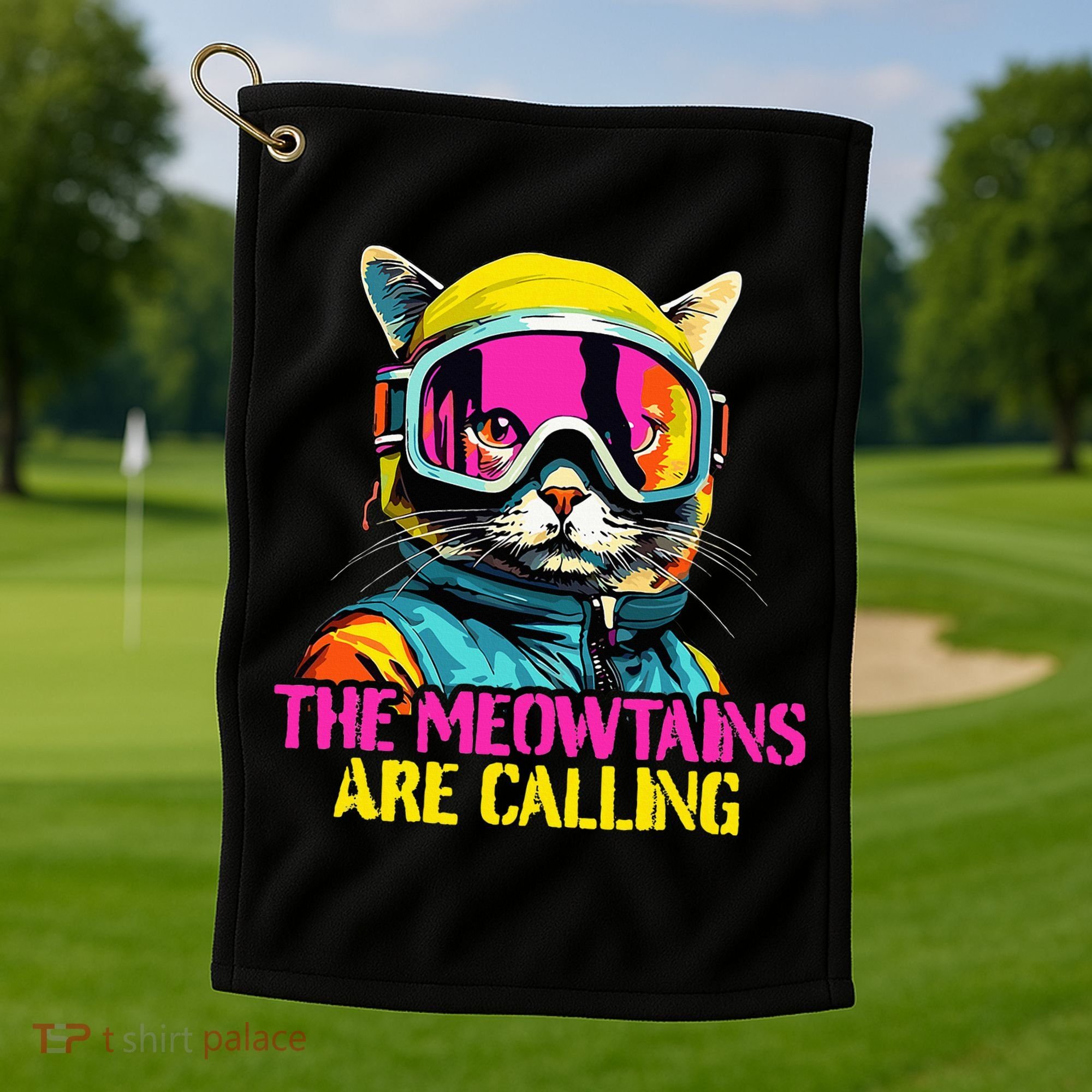 The meowtains are calling Cat Snowboard Ski  Golf Towel
